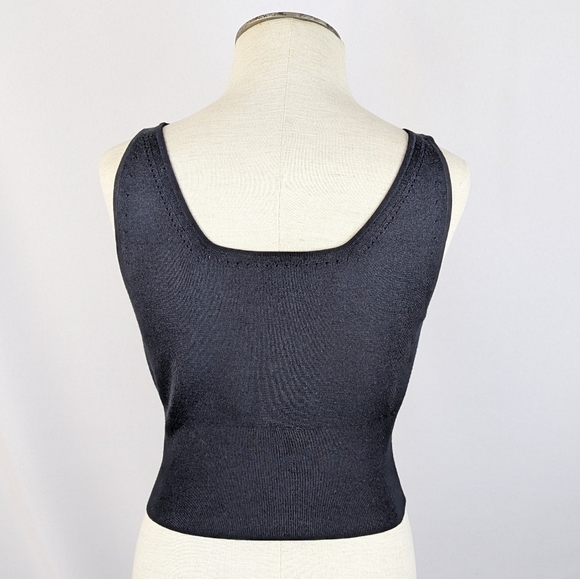 Lafayette 148 New York Tank Merino Silk Ribbed Knit Square Neck Black M NWT - Picture 6 of 14